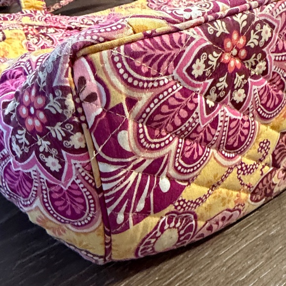 Bali Gold Floral Quilted Tote Bag Yellow and Pink vintage Boho Retired Bag - Picture 14 of 17